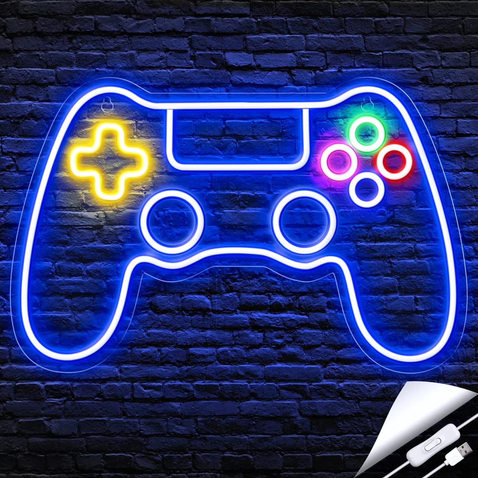 Neon Sign, Game Controller Neon Sign Gamer Room Decoration, Led Game Neon Sign Game Wall Decoration - Best Gamer Gift for Boys