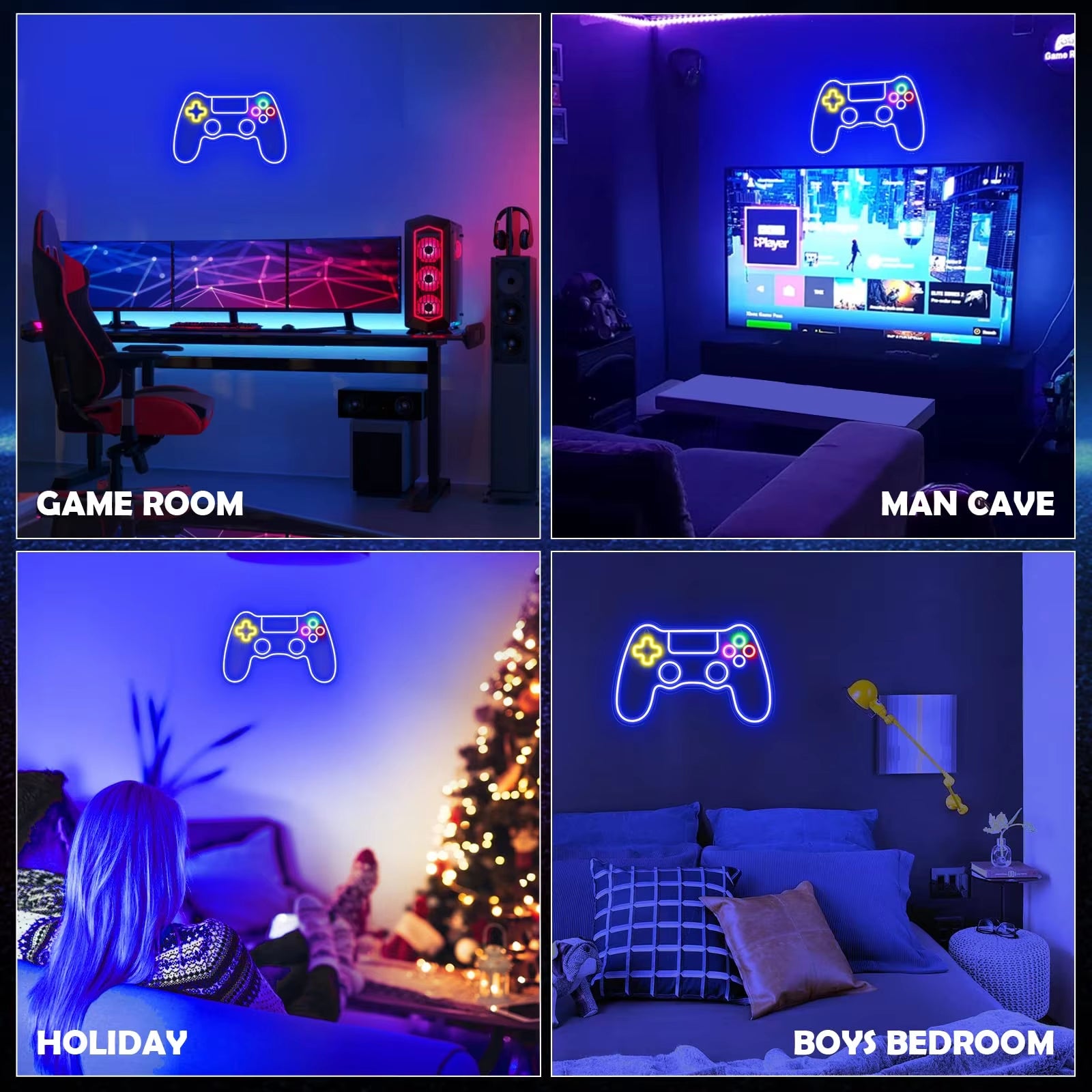 Neon Sign, Game Controller Neon Sign Gamer Room Decoration, Led Game Neon Sign Game Wall Decoration - Best Gamer Gift for Boys